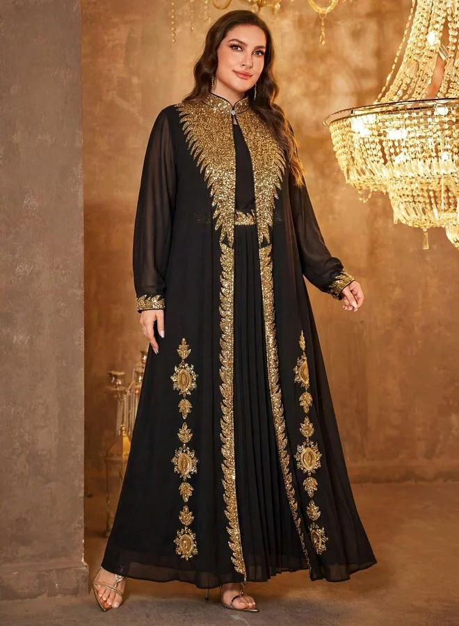 Supgir Plus Size Embellished Abaya Dress Set
