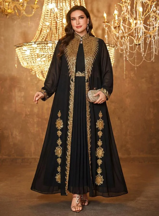 Supgir Plus Size Embellished Abaya Dress Set