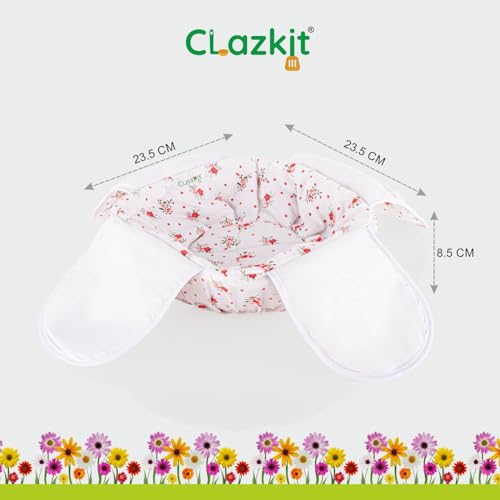 Clazkit Roti Basket Cotton Cloth Casserole/Hot Chapati Box | Washable with Chain Roti Rumals with 100% Pure Terracotta Cover, Pack of 1 - Image 4