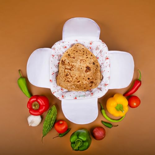 Clazkit Roti Basket Cotton Cloth Casserole/Hot Chapati Box | Washable with Chain Roti Rumals with 100% Pure Terracotta Cover, Pack of 1 - Image 1