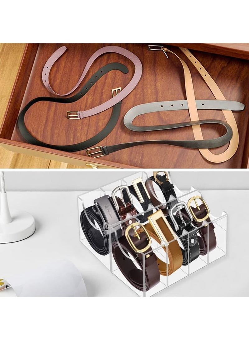 TPGP Acrylic Belt Organizer with 8 Compartments - Clear Storage Holder for Belts, Ties, Bow Ties, Watches, Jewelry, and More - Image 2