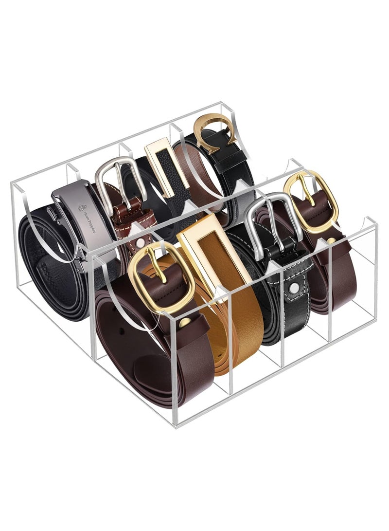 TPGP Acrylic Belt Organizer with 8 Compartments - Clear Storage Holder for Belts, Ties, Bow Ties, Watches, Jewelry, and More - Image 1