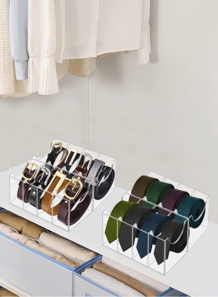TPGP Acrylic Belt Organizer with 8 Compartments - Clear Storage Holder for Belts, Ties, Bow Ties, Watches, Jewelry, and More - Image 3