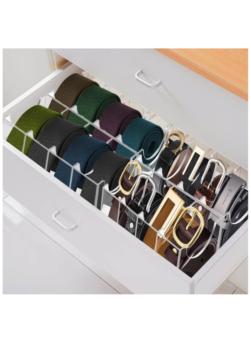 TPGP Acrylic Belt Organizer with 8 Compartments - Clear Storage Holder for Belts, Ties, Bow Ties, Watches, Jewelry, and More - Image 4