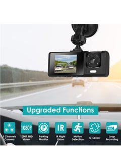 XiuWoo 1080P Full HD dash cam front and rear inside, 3 channel dash camera for cars, 2.0 inch IPS screen, loop recording,parking mode  - Image 5