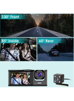 XiuWoo 1080P Full HD dash cam front and rear inside, 3 channel dash camera for cars, 2.0 inch IPS screen, loop recording,parking mode  - Image 3