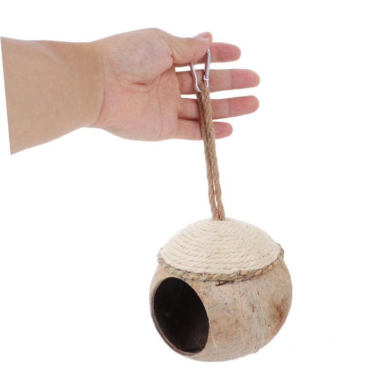 Natural Coconut Shell Bird House for Parrots Small Pet Nest Hamsters Squirrels Durable - Image 4
