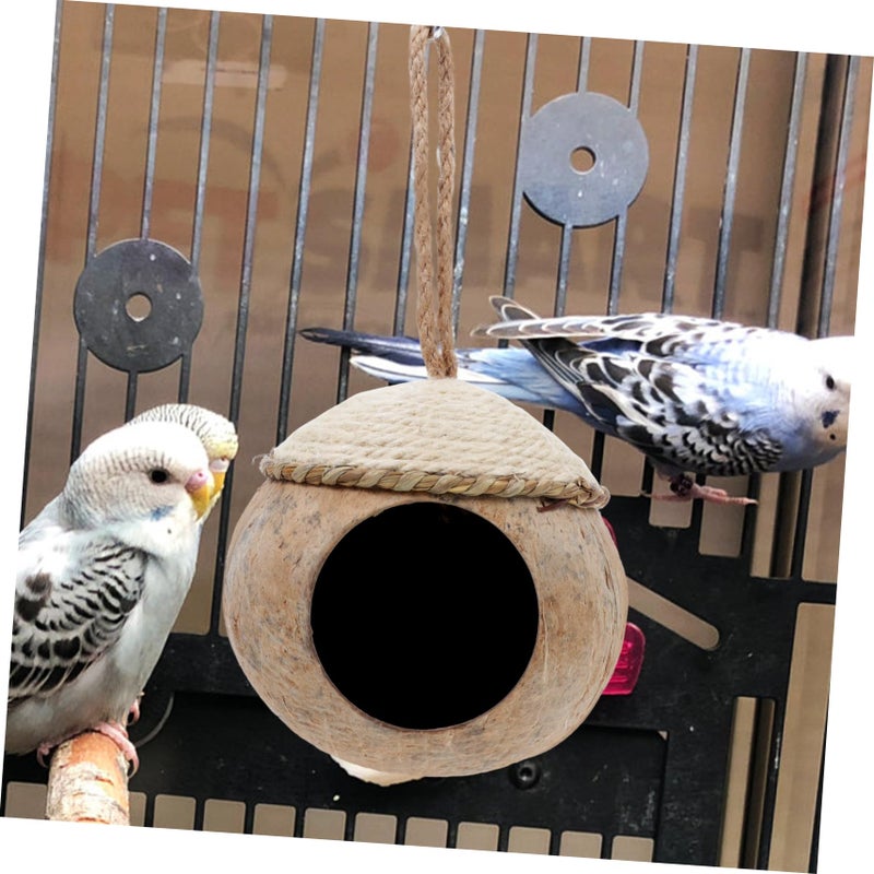 Natural Coconut Shell Bird House for Parrots Small Pet Nest Hamsters Squirrels Durable - Image 5