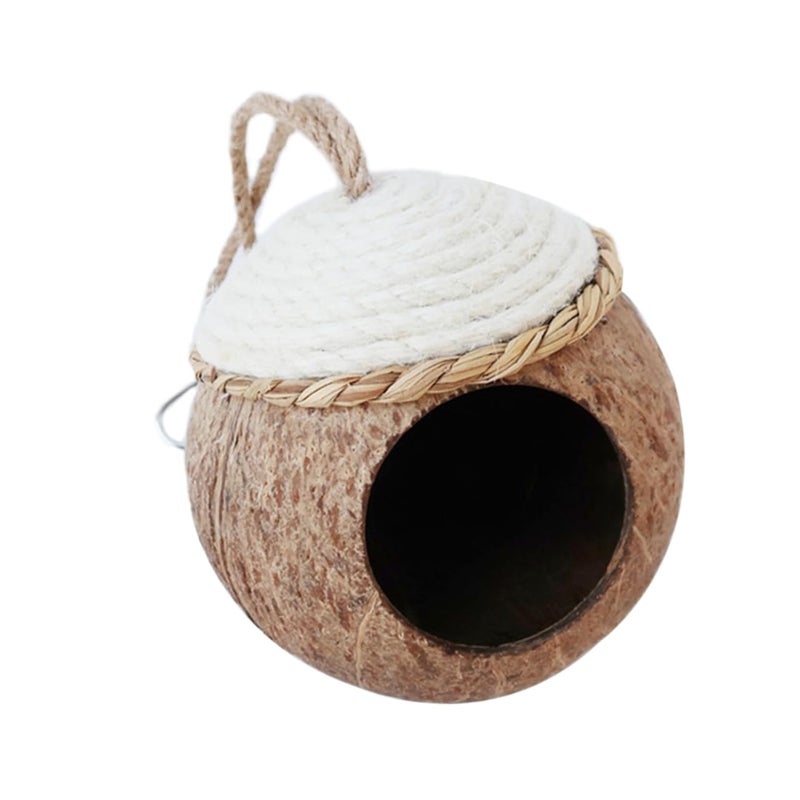 Natural Coconut Shell Bird House for Parrots Small Pet Nest Hamsters Squirrels Durable - Image 2