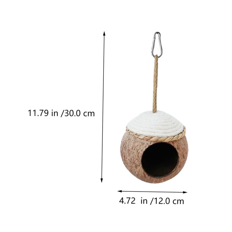 Natural Coconut Shell Bird House for Parrots Small Pet Nest Hamsters Squirrels Durable - Image 3