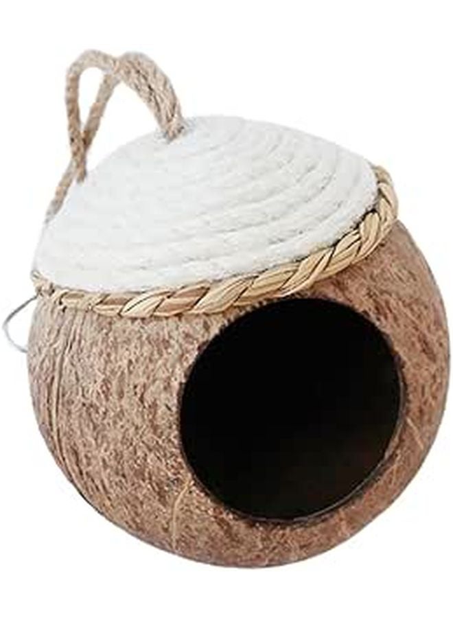 Natural Coconut Shell Bird House for Parrots Small Pet Nest Hamsters Squirrels Durable - Image 1