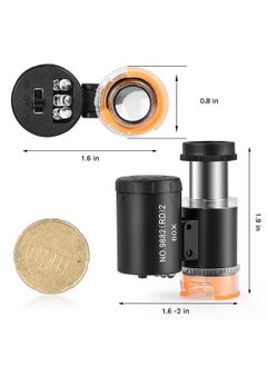 SYOSI Magnifier, 2 Pieces 60X Mini Pocket Microscope, Jewelers Eye Loupe with 3 Light, Portable Magnifying Glass for Handcrafts Jewelry Diamond Gem Coins Currency  - Image 5