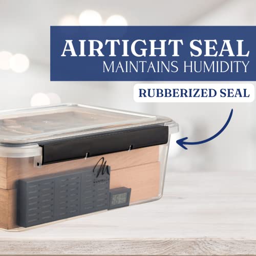 Mantello Cigars Mantello Cigar Tupperdor- Plastic Humidor, Cigar Humidors, Container with 2 Spanish Cedar Trays, Includes Digital Hygrometer and Humidifier, Airtight Cigars Container - Image 4
