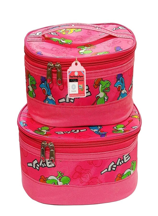 LUCES® 2 Pcs Cosmetic Bags for Women Girl Portable Make Up Bag Waterproof Organizer Multifunction Case Cosmetic Travel Bag with Strong Zipper Travel Toiletry Bag (Pink) - Image 2