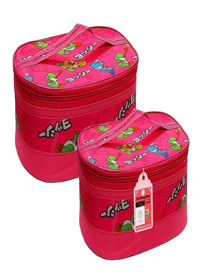 LUCES® 2 Pcs Cosmetic Bags for Women Girl Portable Make Up Bag Waterproof Organizer Multifunction Case Cosmetic Travel Bag with Strong Zipper Travel Toiletry Bag (Pink) - Image 4