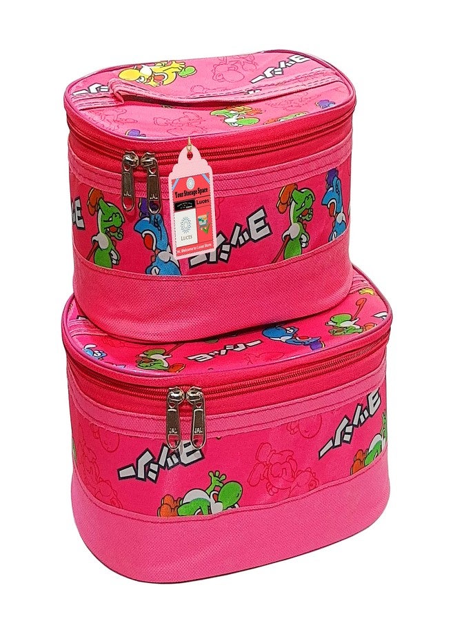 LUCES® 2 Pcs Cosmetic Bags for Women Girl Portable Make Up Bag Waterproof Organizer Multifunction Case Cosmetic Travel Bag with Strong Zipper Travel Toiletry Bag (Pink) - Image 1