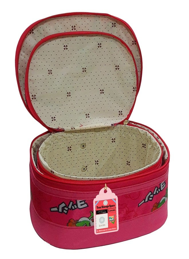 LUCES® 2 Pcs Cosmetic Bags for Women Girl Portable Make Up Bag Waterproof Organizer Multifunction Case Cosmetic Travel Bag with Strong Zipper Travel Toiletry Bag (Pink) - Image 5