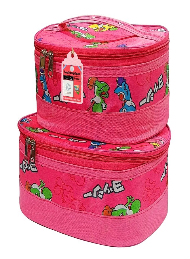 LUCES® 2 Pcs Cosmetic Bags for Women Girl Portable Make Up Bag Waterproof Organizer Multifunction Case Cosmetic Travel Bag with Strong Zipper Travel Toiletry Bag (Pink) - Image 3