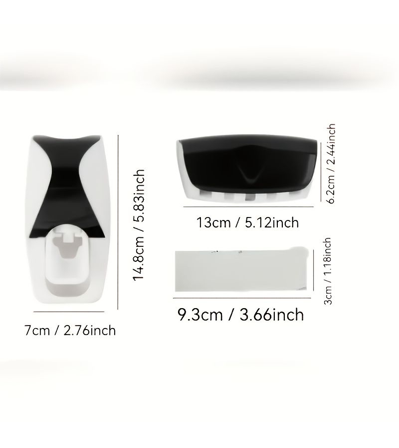 Black 2 Pack No Punching Wall Mounted Toothpaste Squeezer Automatic One Button Operation - Image 3