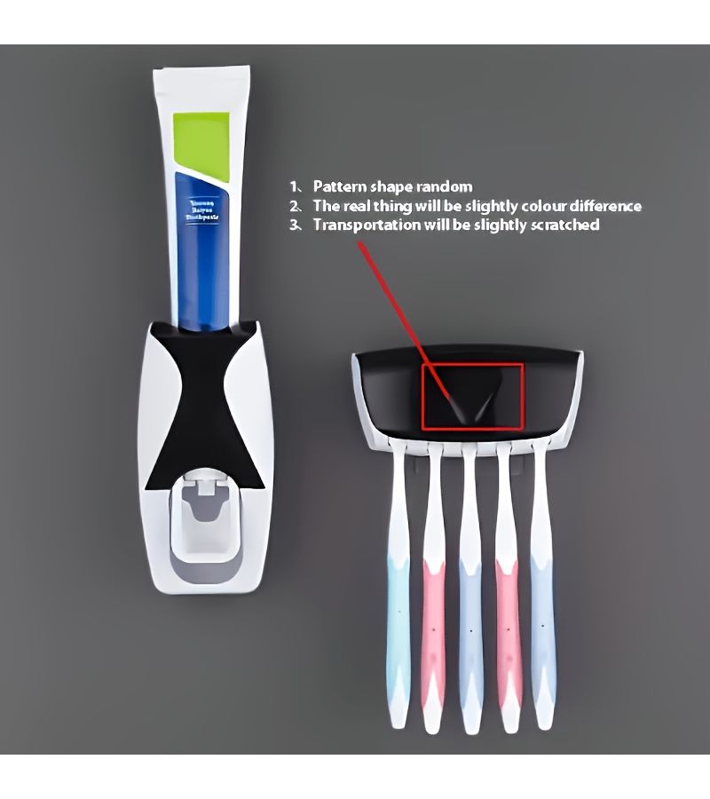 Black 2 Pack No Punching Wall Mounted Toothpaste Squeezer Automatic One Button Operation - Image 2