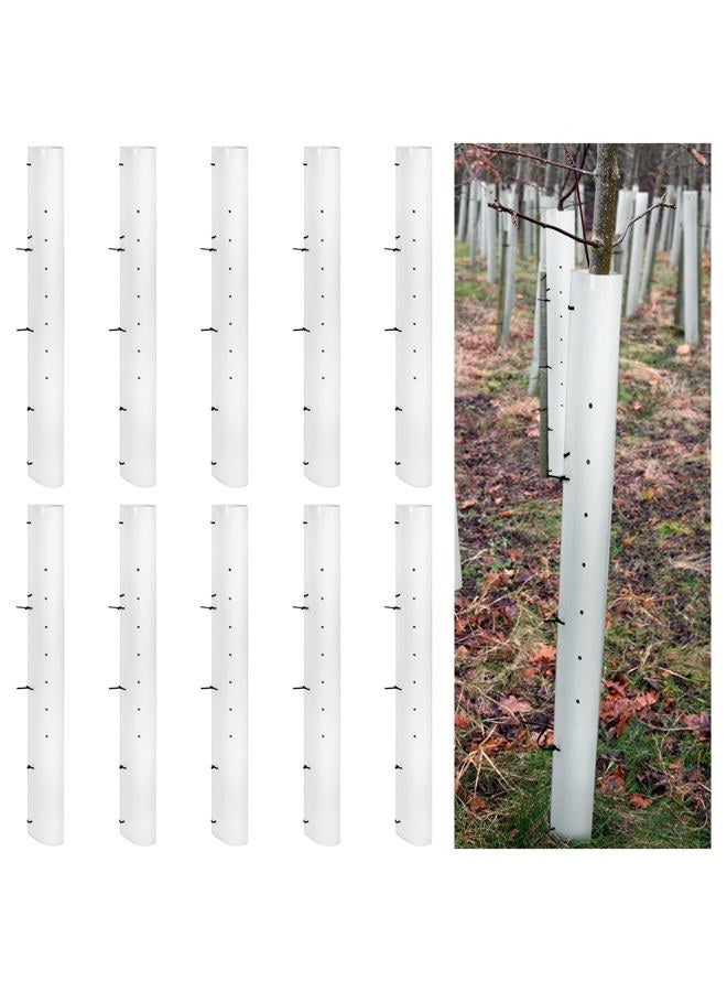 Pushglossy 10 Pack 48 Inch Tree Tube Tree Seedling Protectors Slit Tube Tree Grow Tubes with Releasable Zip Ties Tree Guard Small Tree Shelter Split Plant Protector Tube for Outdoor Sapling Cuttings - Image 1