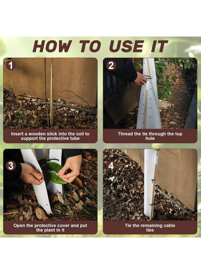Pushglossy 10 Pack 48 Inch Tree Tube Tree Seedling Protectors Slit Tube Tree Grow Tubes with Releasable Zip Ties Tree Guard Small Tree Shelter Split Plant Protector Tube for Outdoor Sapling Cuttings - Image 3