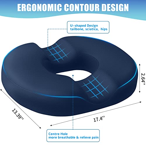 BlissTrends Donut Pillow Seat Cushion,Donut Chair Cushions for Postpartum Pregnancy & Hemorrhoids,Tailbone Pain Relief Cushion,Memory Foam Lifting Cushions for Office&Home Chairs (Blue) - Image 2