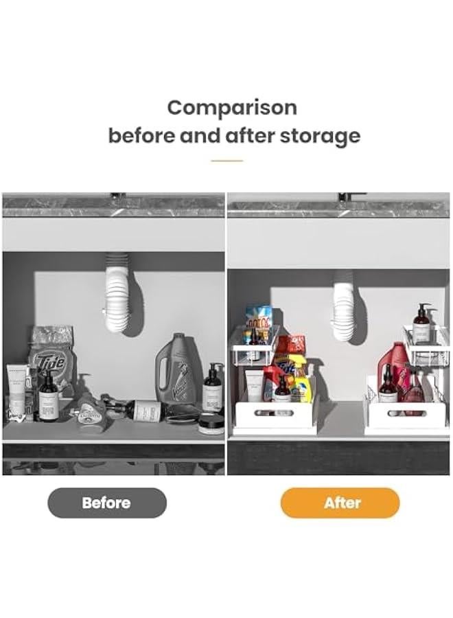 HOOKOR Under Sink Organizer, Pull Out Cabinet Organizer 2 Tier Slide Out Sink Shelf Cabinet Storage Shelves, Under Sink Storage for Kitchen Bathroom Cabinet (White) - Image 5