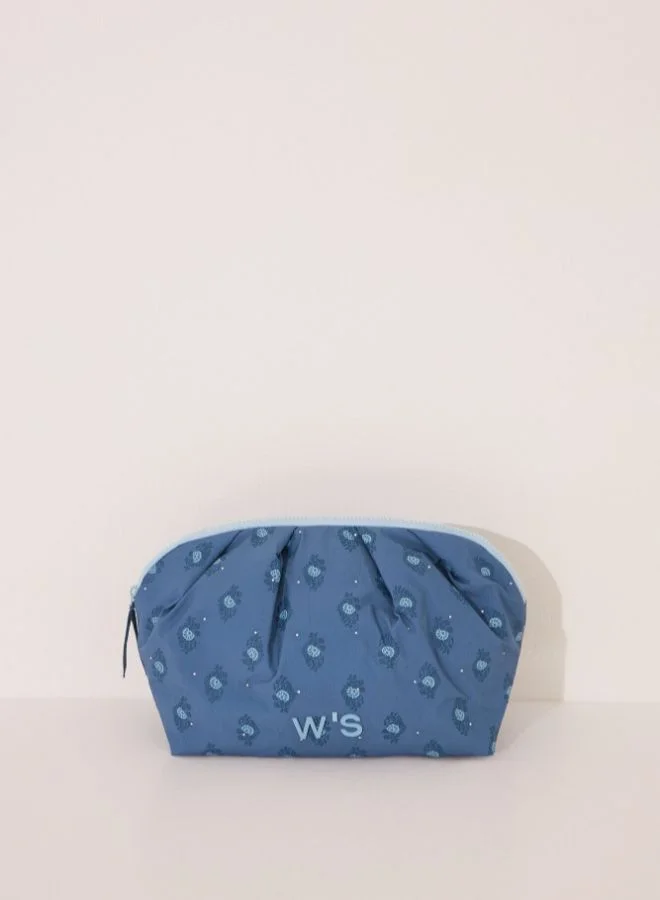 women'secret Large Quilted Blue Print Vanity Case