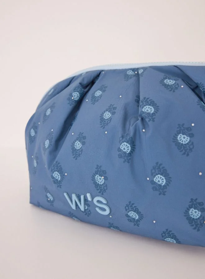women'secret Large Quilted Blue Print Vanity Case