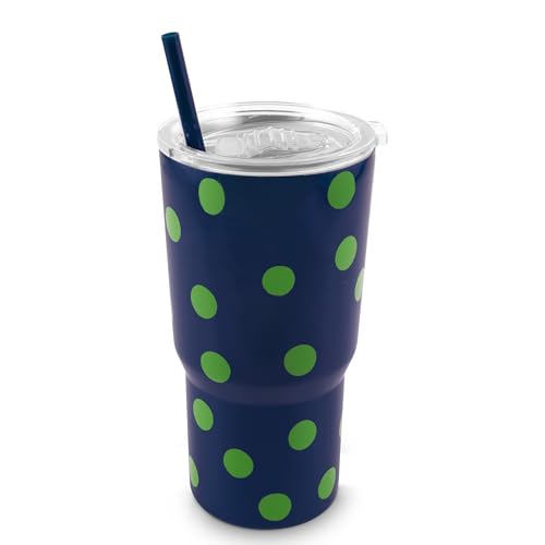 kate spade new york 20 Ounce Insulated Tumbler for Cold and Hot Drinks with Reusable Straw, Stainless Steel Travel Cup with Slide Top Lid, Sonnet Dot - Image 2