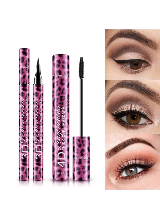 YANQINA Makeup Set Black Mascara + Eyeliner Pen Waterproof 4D Fiber Mascaras - Image 4