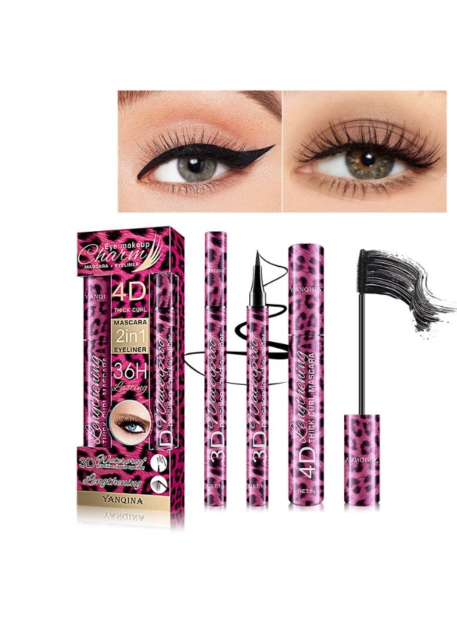 YANQINA Makeup Set Black Mascara + Eyeliner Pen Waterproof 4D Fiber Mascaras - Image 5