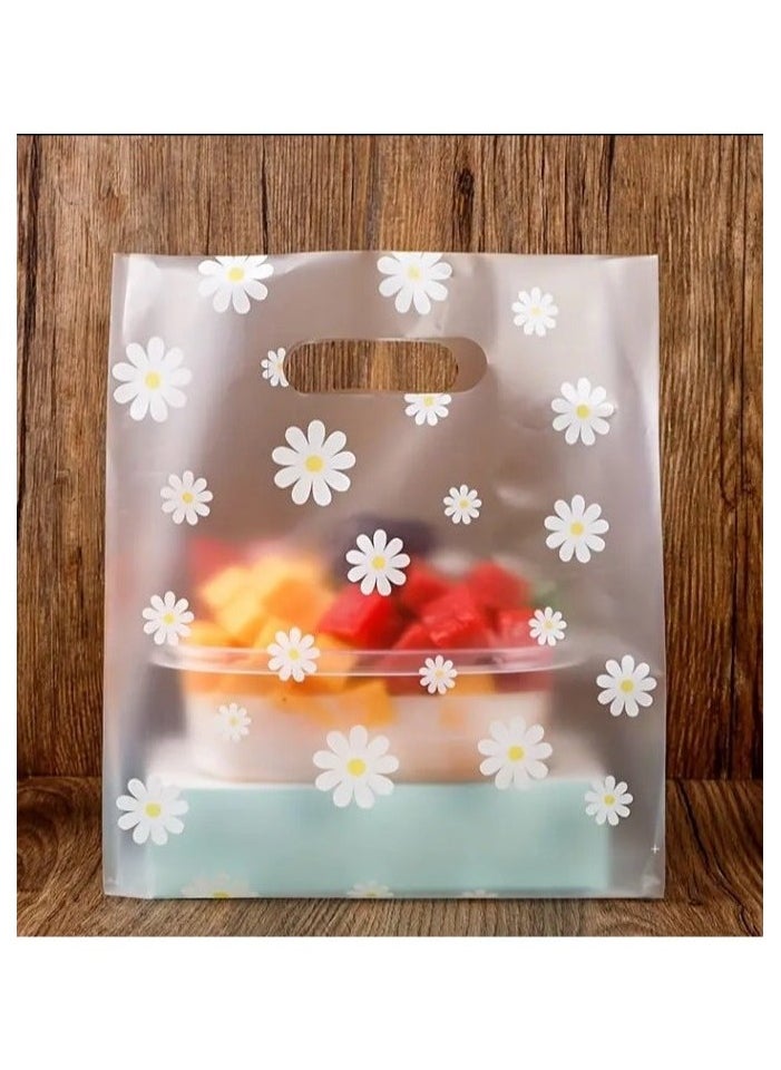 NIIMBOT - 50 Pieces Reusable Transparent Bags For Gifts And Distributions Decorated With Flowers, Food Bags, Clear Bags, Flower Bags, Clear 30×20cm - Image 1
