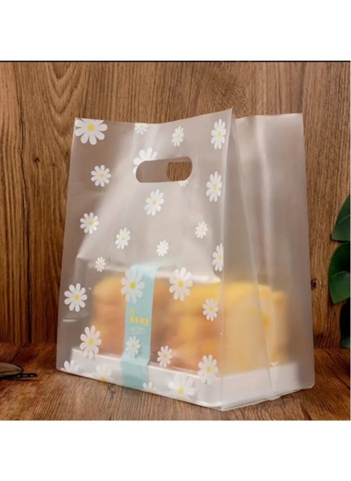 NIIMBOT - 50 Pieces Reusable Transparent Bags For Gifts And Distributions Decorated With Flowers, Food Bags, Clear Bags, Flower Bags, Clear 30×20cm - Image 1