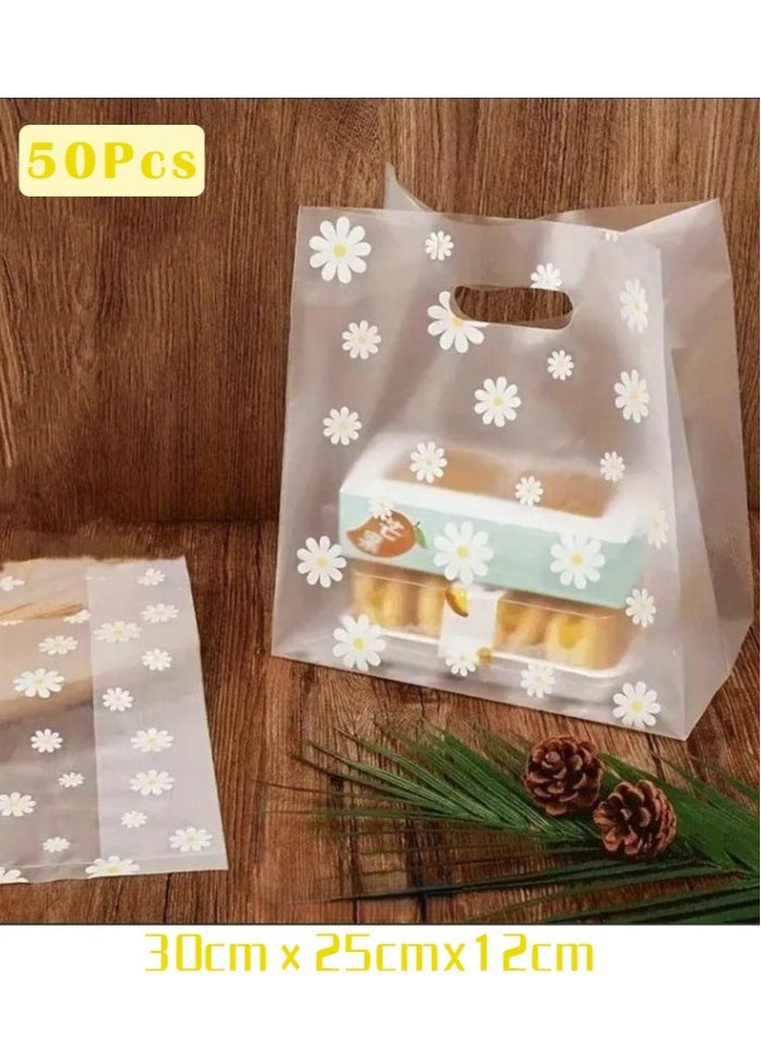 NIIMBOT - 50 Pieces Reusable Transparent Bags For Gifts And Distributions Decorated With Flowers, Food Bags, Clear Bags, Flower Bags, Clear 30×20cm - Image 1