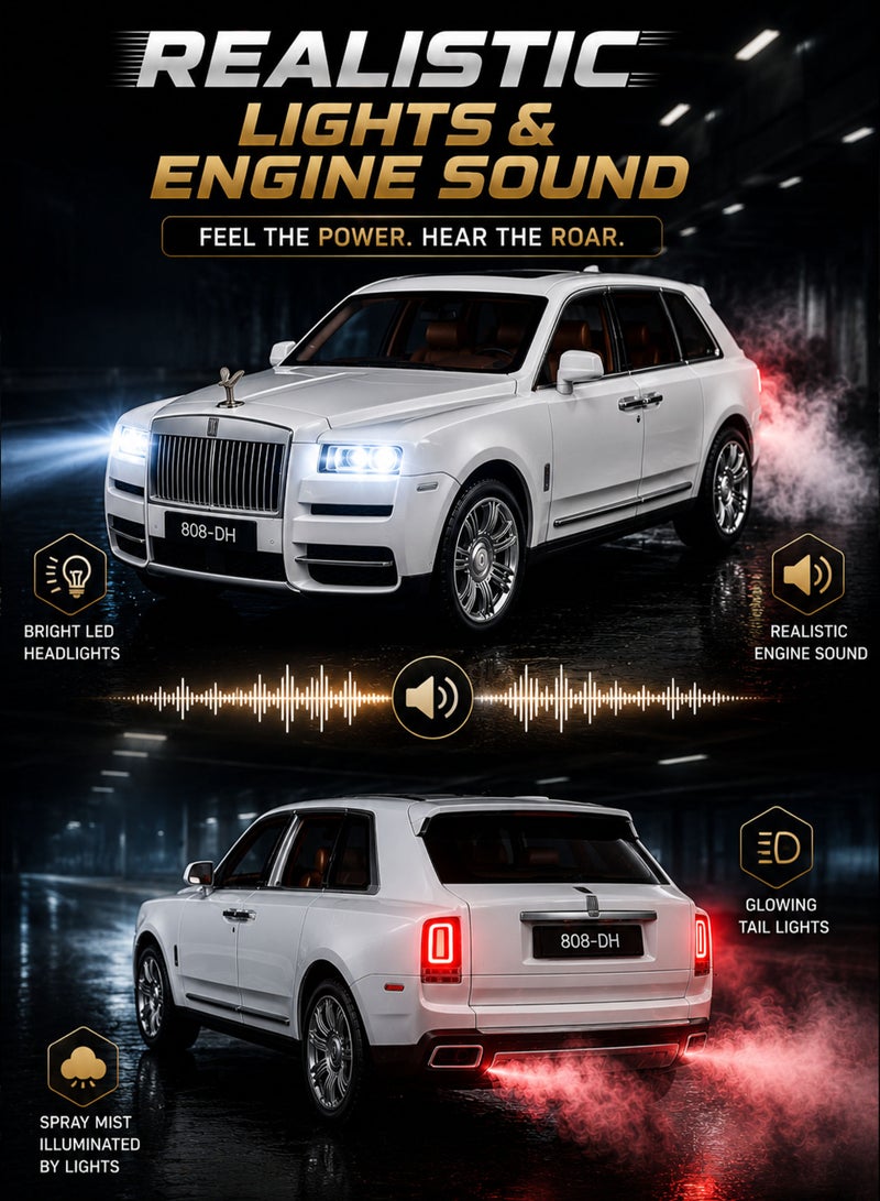 FUNSTERZ 1:22 Scale Luxury Spray Edition RC SUV Die-Cast Alloy Model Car with Realistic Exhaust Mist Fog Effect, LED Headlights, Engine Sound, Openable Doors Hood & Rear Trunk, 2.4GHz Rechargeable Remote Control Vehicle, Premium Collectible Toy Car for Kids Boys Girls & Collectors Black - Image 5
