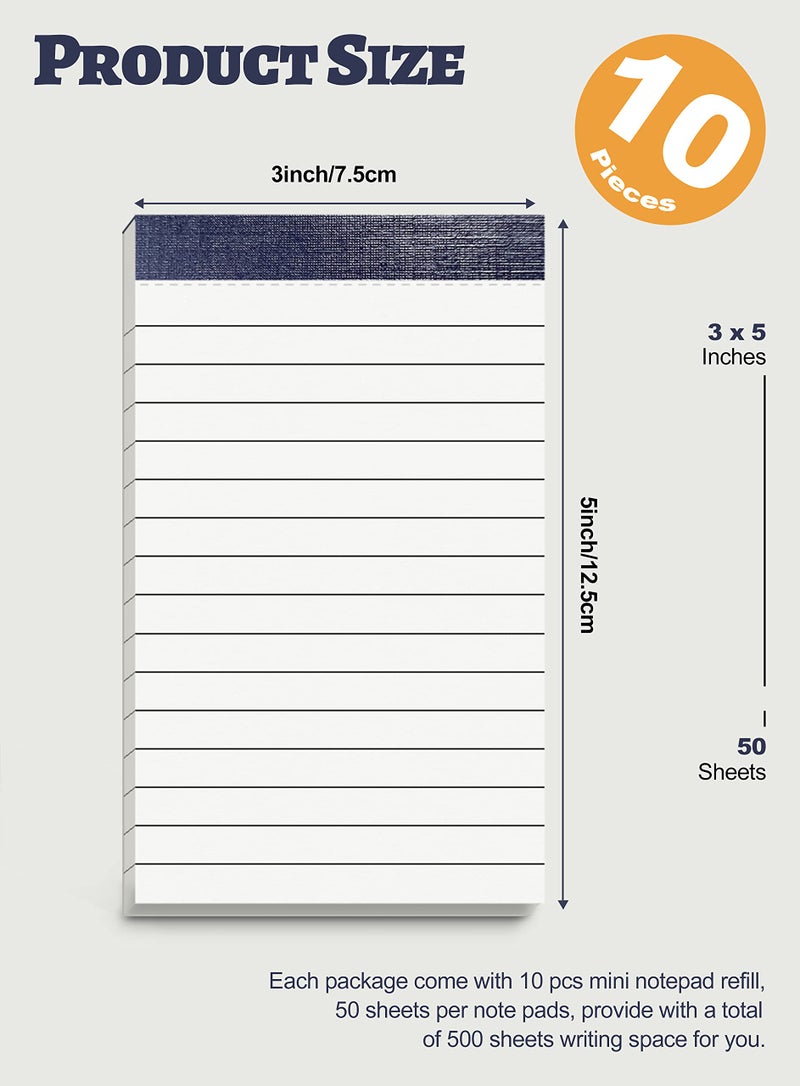 Aidunmis 10 Pack Small Notepads Refills Memo Pads 3 x 5 Inch Tear off Notepad Lined Writing Note Pads with 50 Sheets Note Pad Paper in Each Pad Mini Pocket Notebook Refills for Taking Notes Reminders Blue - Image 2