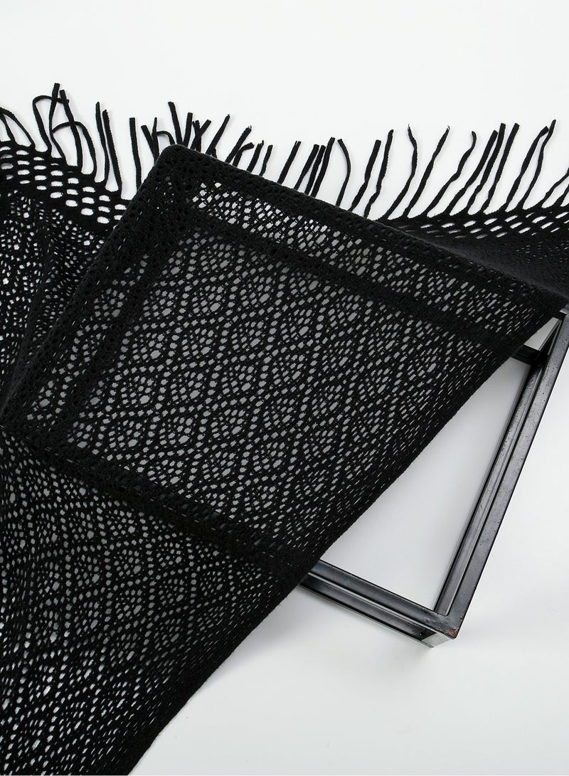 النساء الحياكة شال مع المنزلات الأزياء الملابس الشال الأساسي - Image 4