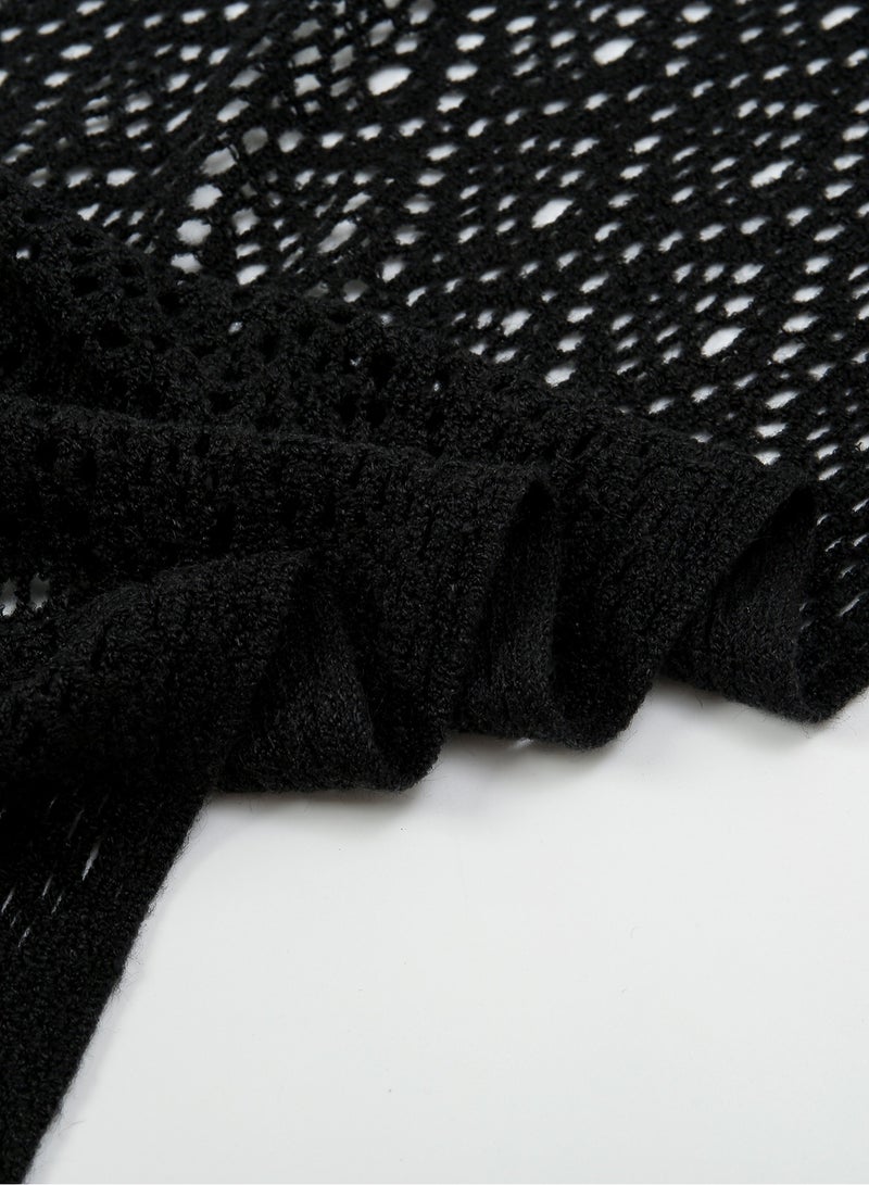 النساء الحياكة شال مع المنزلات الأزياء الملابس الشال الأساسي - Image 3