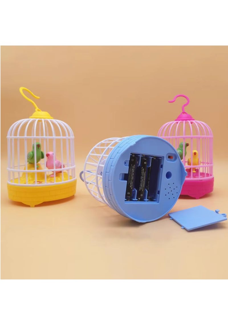 Rally - Interactive Bird Cage Toy 2 Birds Singing Realistic Sounds with Fluttering Action (1 Piece Random Color) - Image 1