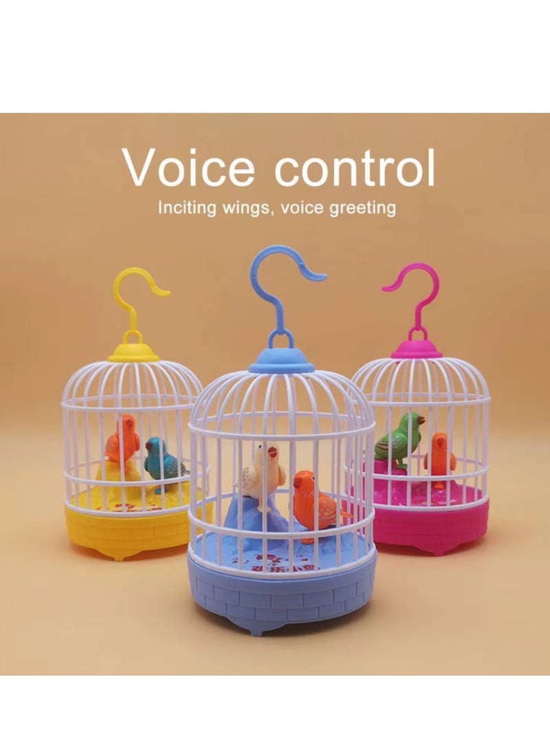 Rally - Interactive Bird Cage Toy 2 Birds Singing Realistic Sounds with Fluttering Action (1 Piece Random Color) - Image 1