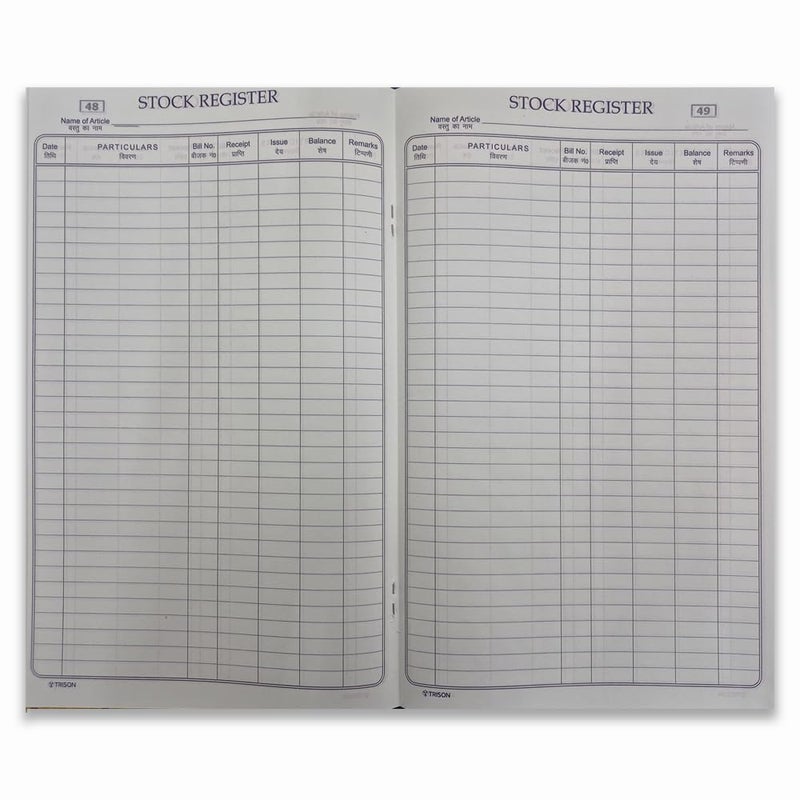 Trison Stock Register | 190 Pages (Including Index Pages) | 19x31 cm | Hardbound | Green Ledger Paper | Quire 3 | Pack of 1 - Image 5