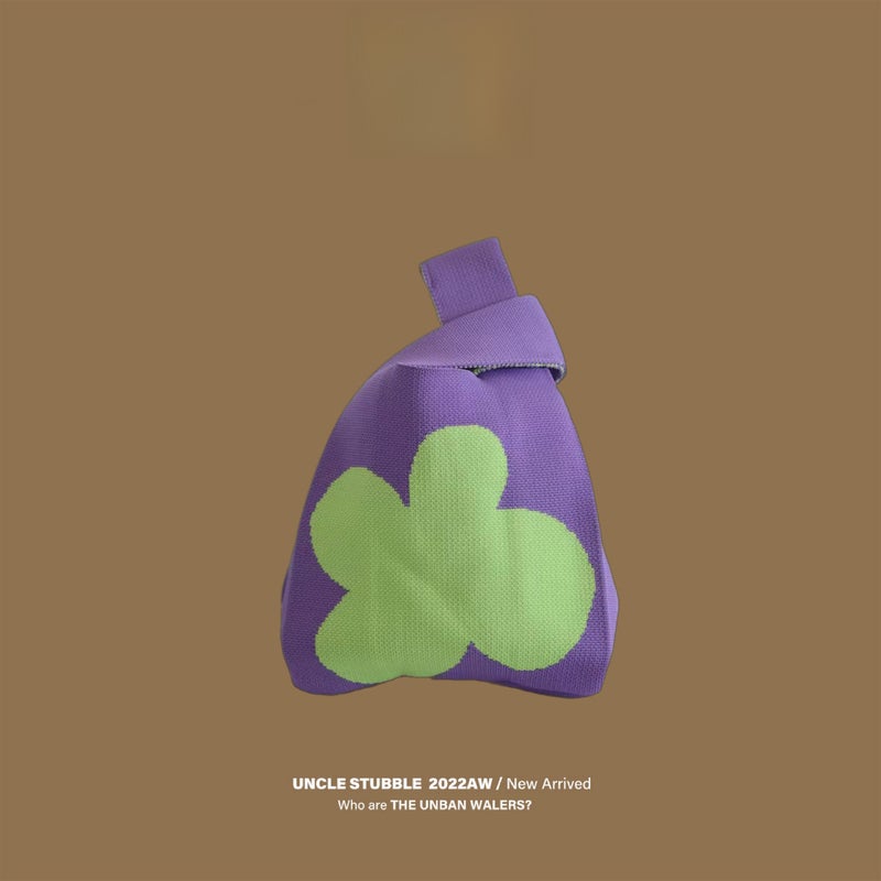 2024 Trendy Knitted Bucket Handbag Four-leaf clover 