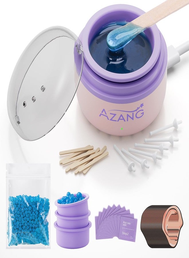 Azang مجموعة إزالة شعر الأنف بالشمع - جهاز تسخين شمع محمول لإزالة الشعر مع 100 غرام من الشمع، و24 أداة تطبيق، و12 عودًا لإزالة شعر الأنف، و3 أوعية سيليكون، مجموعة تسخين الشمع المذاب لإزالة الشعر بالشمع للنساء والرجال - Image 1