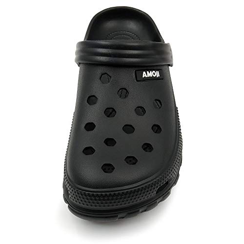 Amoji Garden Clogs Shoes Garden Shoes Water Adult Clogs Rubber Yard Shoes AA1521 Black Size 12 Women/10 Men - Image 3