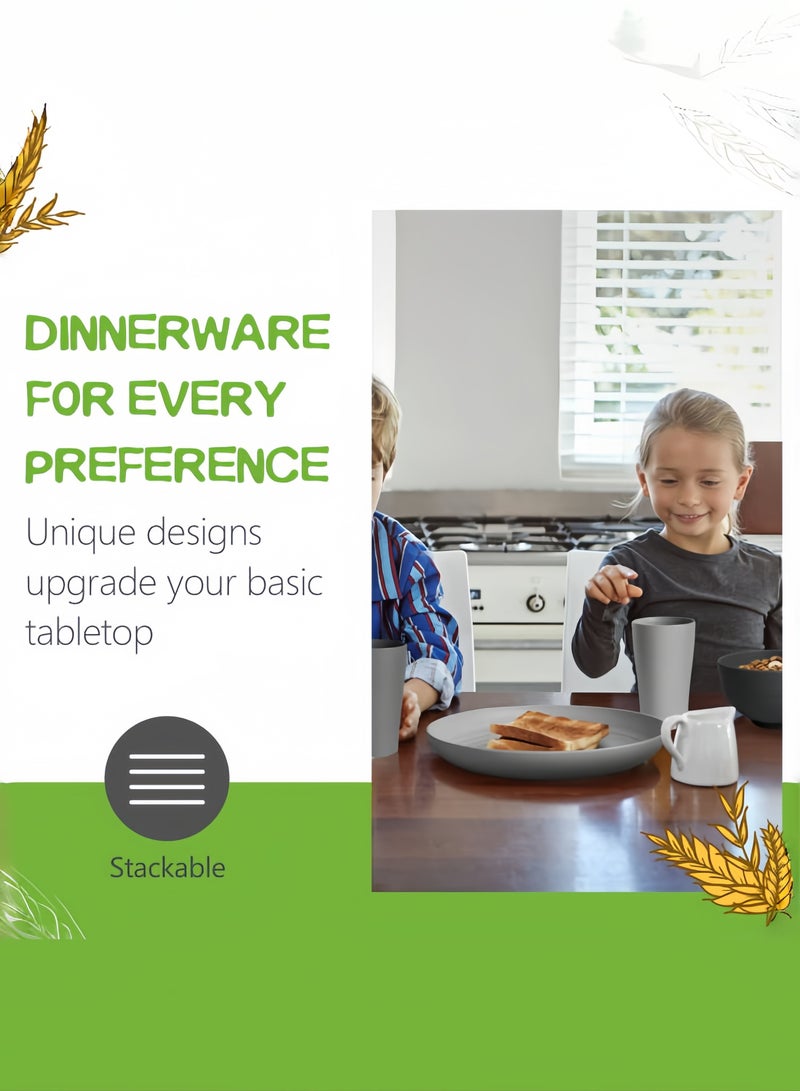 nihao طقم عشاء مكون من 32 قطعة، أطباق وأوعية من قش القمح، أكواب، أدوات مائدة، خدمة لـ 8 أشخاص، أطباق عشاء، طبق حلوى، أطباق حبوب، أكواب، أدوات مائدة بلاستيكية ملونة غير قابلة للكسر، مناسبة للتخييم في الهواء الطلق، متعددة الألوان الساحلية - Image 3