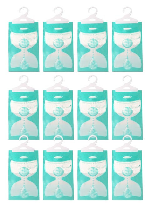 Splendors 12 Count Hanging Moisture Absorbing Bags Hangable Moisture Absorber Large Capacity Hanging Dehumidifier Bag Anti-mold Desiccant For Closet Bathroom Car Storage Peach Fragrance