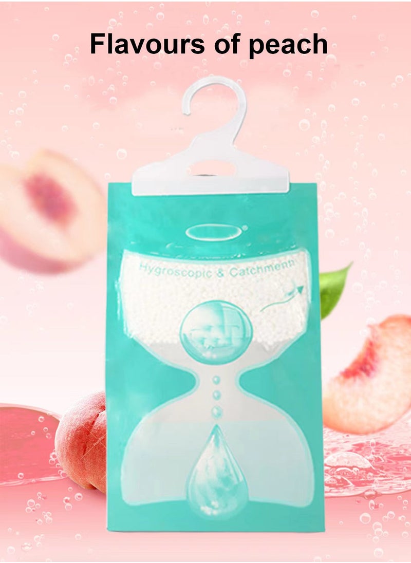 Splendors 12 Count Hanging Moisture Absorbing Bags Hangable Moisture Absorber Large Capacity Hanging Dehumidifier Bag Anti-mold Desiccant For Closet Bathroom Car Storage Peach Fragrance