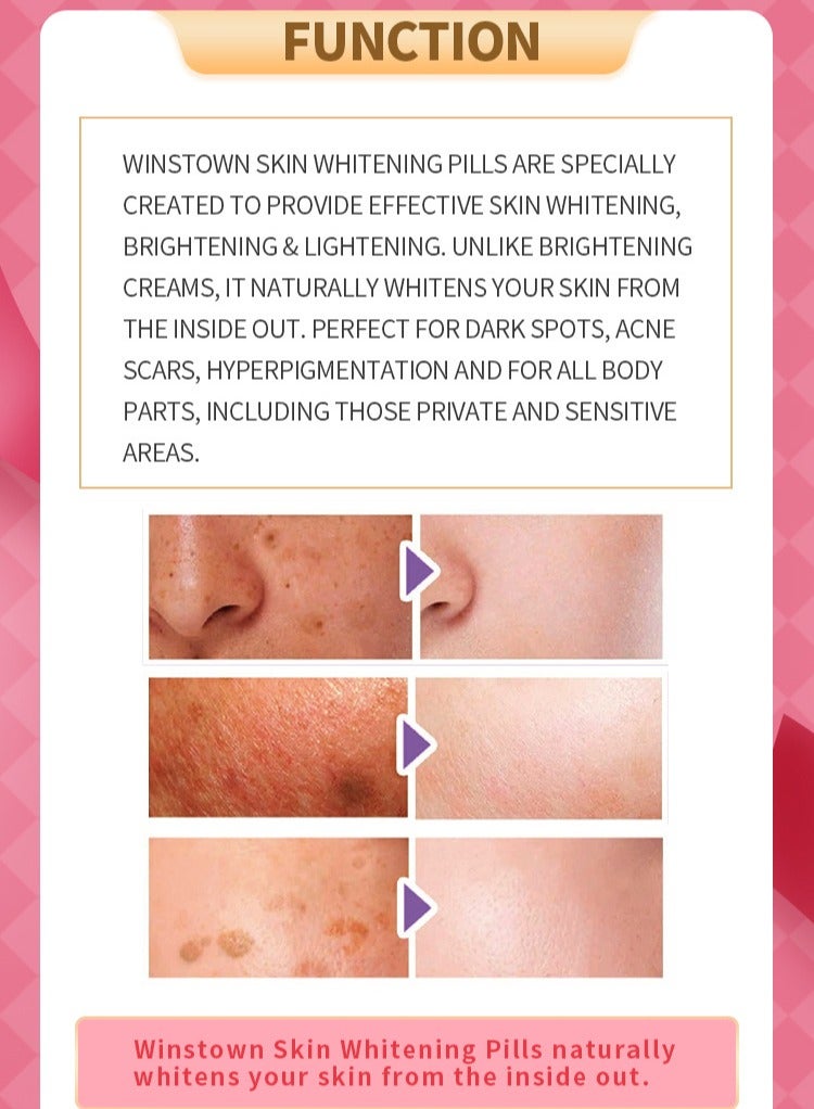Wins Town Glutathione Whitening Pills, Effective Skin Lightening Supplement, Anti Aging Antioxidant Hyperpigmentation Treatment Capsules, Skin Repair Pills For Melasma And Acne Scar Removal, 1pc - Image 3